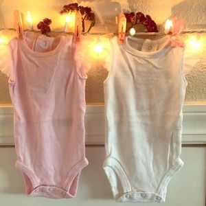 Pink/white sleeve ruffle set